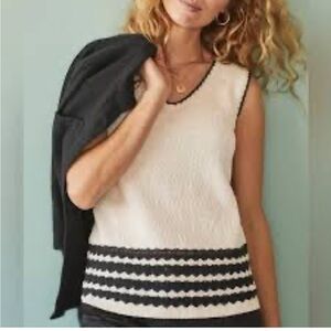 J. Jill Slub Cotton V Neck Tank Top. crocheted Details. Like new. XS. Classic.